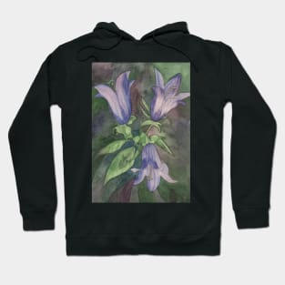 Watercolour painting of purple blue harebells Hoodie